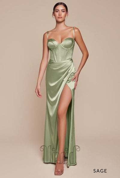 Vivid Formal Azura Gown in Sage / Greens