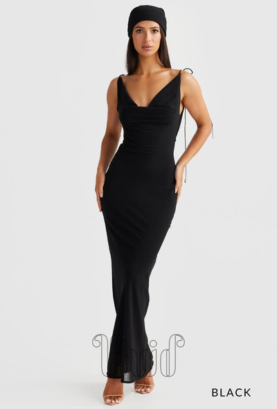 Melani The Label Brianni Bias Cut Gown in Black / Blacks