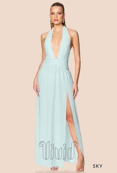 Nookie Desiree Halter Gown in Sky / Blues