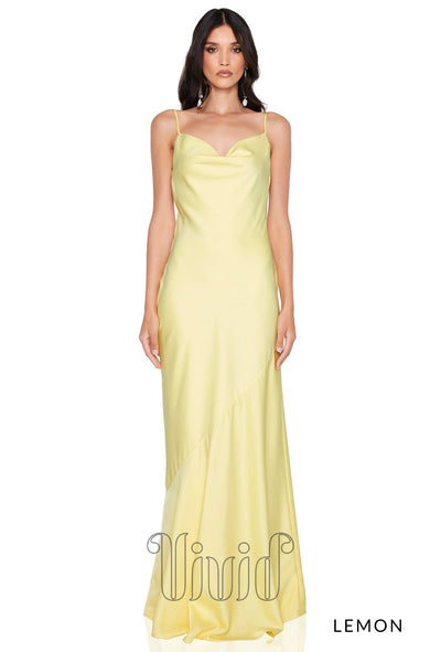 Nookie Entice Drape Gown in Lemon / Yellows