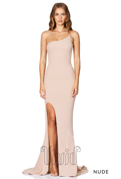 Nookie Jasmine One Shoulder Gown in Nude / Nude & Neutrals