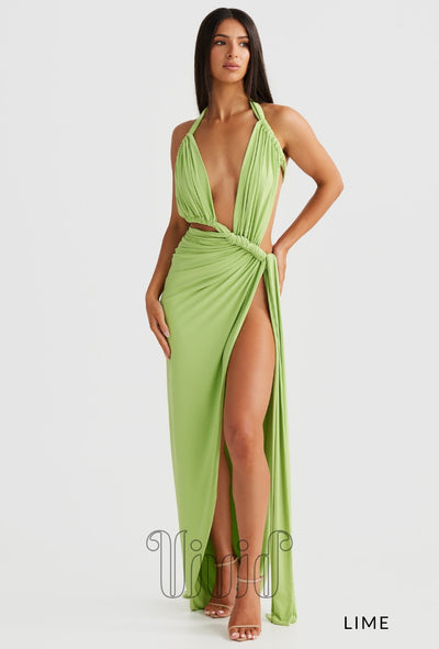 Melani The Label Kailani Gown in Lime / Greens