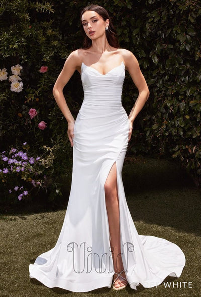 Vivid Formal Kiara Strapless Gown in Off White / Whites