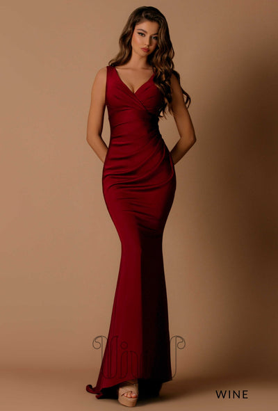 Nicoletta Bridesmaids Rosa Crepe Gown NBM1010 in Wine / Reds