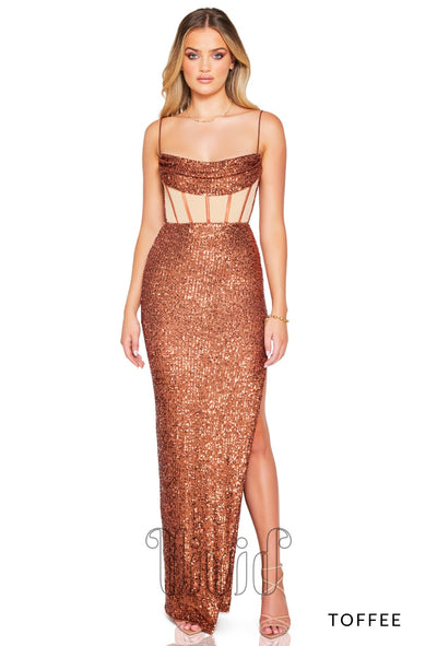 Nookie Sloane Illusion Gown in Toffee / Nude & Neutrals