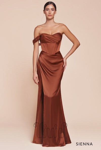 Vivid Formal Stella One Shoulder Gown in Sienna / Nude & Neutrals