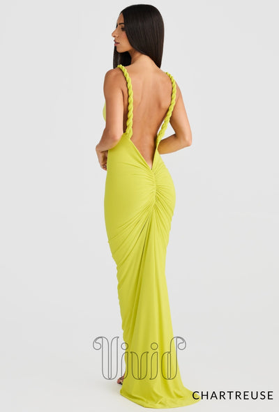 Melani The Label Yelena Gown in Chartreuse / Greens