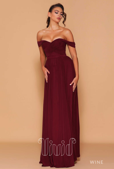 Les Demoiselle Daphne Gown LD1104 in Wine / Reds