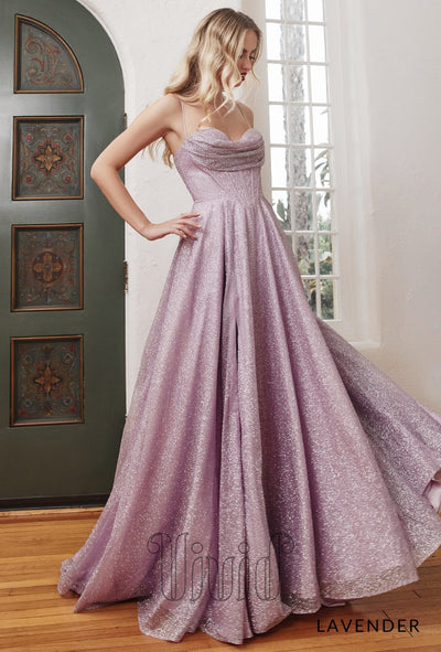 Vivid Formal Stella Glitter Ball Gown in Lavender / Purples