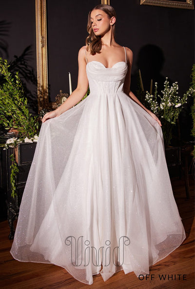 Vivid Formal Stella Glitter Ball Gown in Off White / Whites